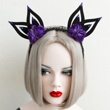 Halloween Jeweled Skull Crown Headband Felt Backed Foam Skull Pattern Headband