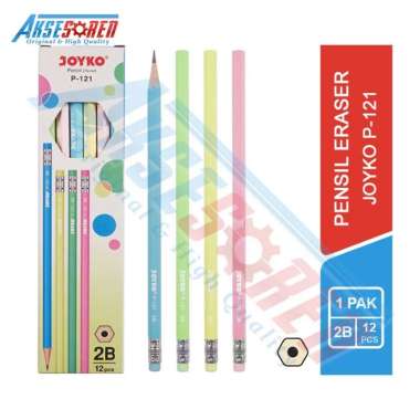 Pensil 2B + Penghapus Joyko [P-121/12 pcs/1 Pack] / Joyko Eraser Pencil / Pensil Joyko 1 Pak / Penci