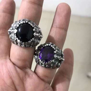 Cincin Ring Perak Silver Bali Asli 925 Barong Rangda Batu Akik Pria Wanita Natural Elegan Custom Ung