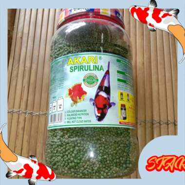 Makanan Ikan Koi Koki AKARI SPIRULINA Isi 1250 GR 2 mm Hijau
