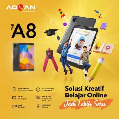 ADVAN TAB A8 3/32 Ram 3GB Internal 32GB TABLET 8 Inch Garansi Resmi Grey