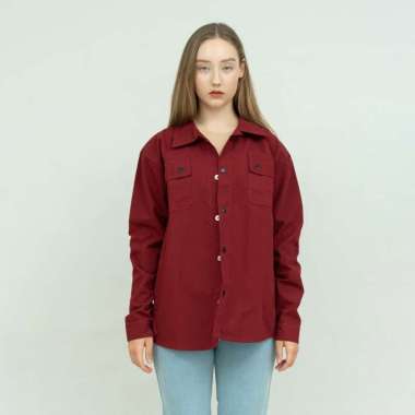 Jaket parka outer jaket wanita semi parka warna Marun unisex XL