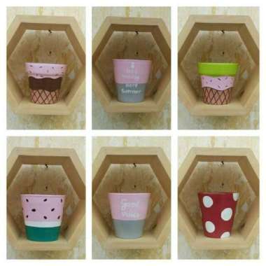 POT TANAMAN HIAS KAKTUS SUKULEN POT 8CM LUKIS TANAH LIAT GERABAH MOTIF LUCU DEKORASI RUANGAN TAMAN R