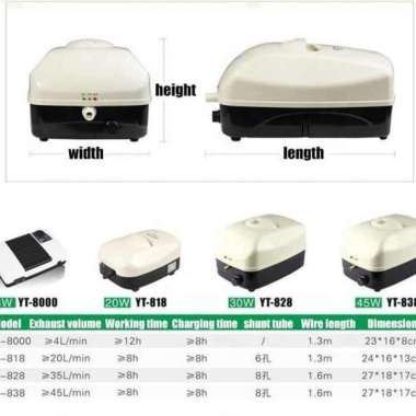 SUNSUN YT 838 YT838 Aerator AC/DC Air Pump Aquarium Kolam 45L/Menit