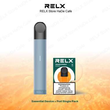 RELX Bundle Essential Steel Blue Device and Pod (Isi 1 Pod) Orange Sparkle