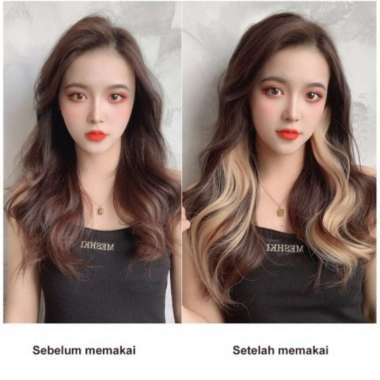 sambungan rambut extension rambut higlight hair clip on tiktok warna