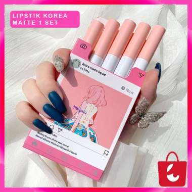 Set Lipstik Korea Anti Air Tahan Lama 1 Set Lipstik Lengkap Matte Pewarna Bibir Tahan Air Lipstik Pe