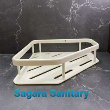 Rak sudut kamar mandi plastik putih / rak sudut sabun plastik