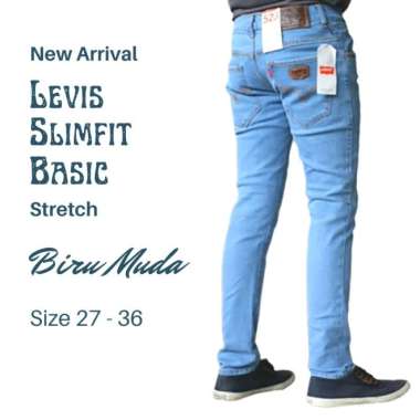 Celana Jeans Levis Panjang Pria Slimfit Stretch Skinny 523 Denim 34 Biru Muda