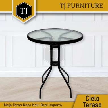 Importa Cielo Teraso Meja Kopi Kaca Kaki Besi / Coffee Table / Meja Teras / Meja Tamu