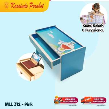 Meja Belajar Anak Lesehan Laci Biru