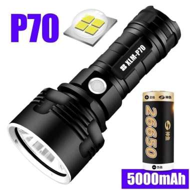 Senter LED Tactical Long Range 4 Core XHP70 Cas USB 26650 Baterai