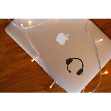Grapinno Head set Gamer icon Decal Sticker Laptop for Apple MacBook 13 Inch hitam