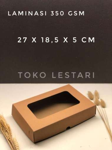 Box Kraft Coklat LAMINASI JENDELA Untuk Kotak Donat 27x18.5x5 cm
