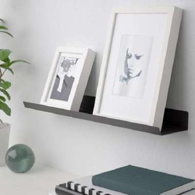 Rak Dinding Ambalan Display Foto/Pajangan Bahan Besi 60cm_Hitam