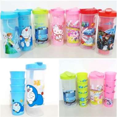 TEKO KARAKTER BERANAK 5 IN 1 TEKO SET PLASTIK 1 TEKO 4 GELAS