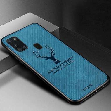 CASE DEER INFINIX HOT 10 SOFT CASE CLOTH JEANS CANVAS BACK COVER Biru