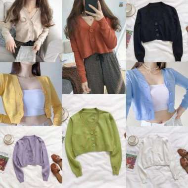 Bailey Cardi Rajut / cardigan rajut /crop milenia /rajut bailey Semua Ukuran Maroon
