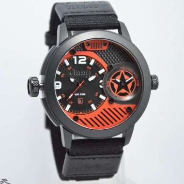 JEEP JPW62702 Dual Time - Jam Tangan Pria Kanvas Original - Black