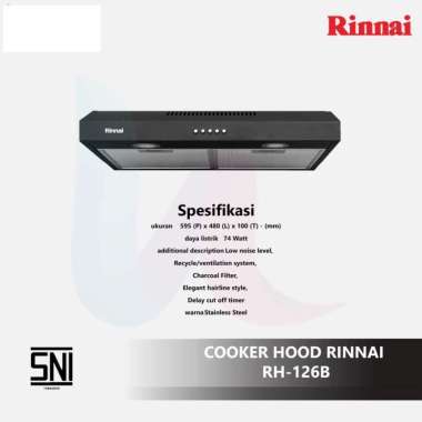 Cooker Hood Rinnai RH-126B Slim Hood Penghisap Asap Atas Kompor