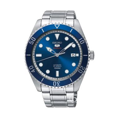 Seiko 5 Sunray Dial Automatic Jam Tangan Pria [SRPB-89K1] Blue Silver