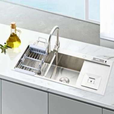 KitchenSink Thsink Stainless Sus 304 / Sink 1Meter 2 lubang + Sayap