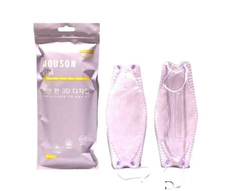 Isi 10 Pcs MOUSON Masker KF94 4PLY LILAC / UNGU / PURPLE Protective Mask 4 LAPIS Earloop KF 94 4D Ko