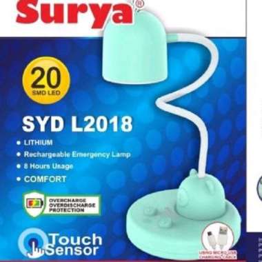 Lampu Meja Belajar Emergency Rechargeable Surya L2018 dengan Cas Android Anda