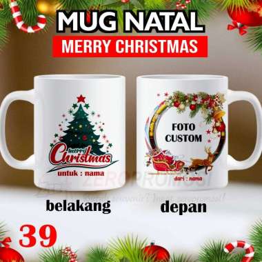 Kado Mug Natal / Souvenir Mug Ucapan Christmas custom nama - Versi2 Design 39 Foto