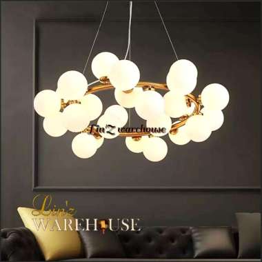 Lampu gantung MODERN LED RING 25 GLASS BALL pendant light