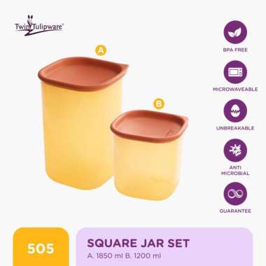 Toples Twin Tulipware Square Jar Set Queen