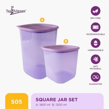Toples Twin Tulipware Square Jar Set Vio