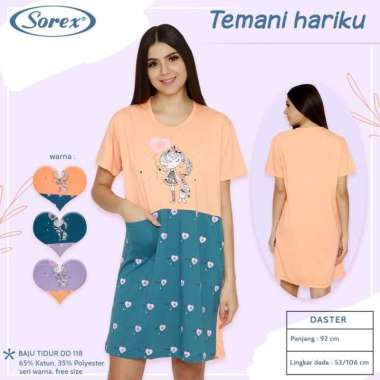Baju Tidur Daster Katun Sorex DD118 Oren|Biru