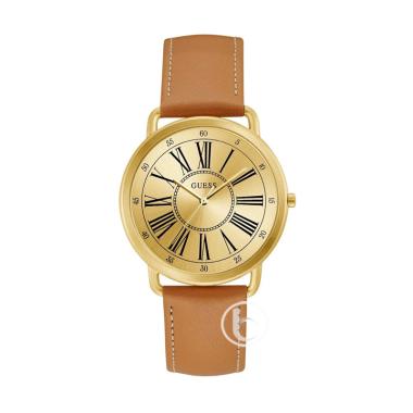GUESS Kennedy W168L4 Analog Leather Original Jam Tangan Wanita Gold Brown