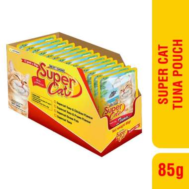 Supercat Pouch 85gr ISI 12PCS Makanan Basah Kucing Adult Tuna