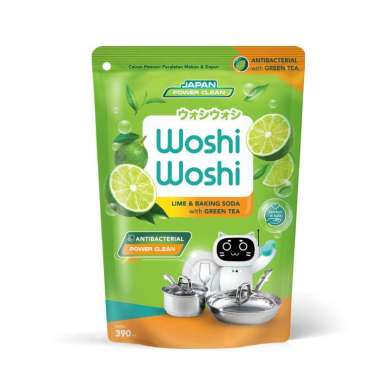 Woshi Woshi Lime & Baking Soda With Green Tea Sabun Cuci Piring [200 mL/Refill] Isi 3 Pcs