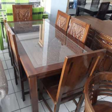 meja makan jati kursi 6