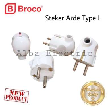 BROCO Steker Arde L Art. 13312 Kepala Colokan Bulat Putih 100% ORI SNI