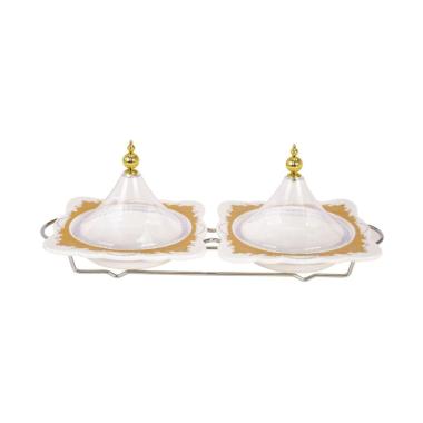 Vicenza Piring Kecil Cekung dengan Tutup Kerucut Motif Padi [B807] Gold