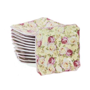 Vicenza BA423 Motif Mawar Piring Kecil [1 Lusin] WHITE