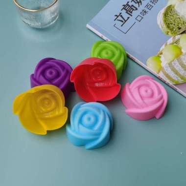 Cetakan Silikon Mini Putu Ayu Puding Kue Talam Muffin Sabun Cup Cake Rose - Merah