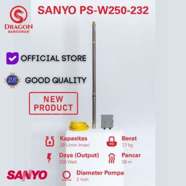 Pompa Air Sanyo PSW 250-232 0,33 HP +Kabel 30M - Sanyo Satelit Submersible Pump