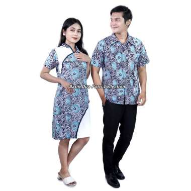 Dress Hem Batik Cap Couple Mawar Kotak by Batik Dua Putri Collection WANITA 3L WANITA 3L