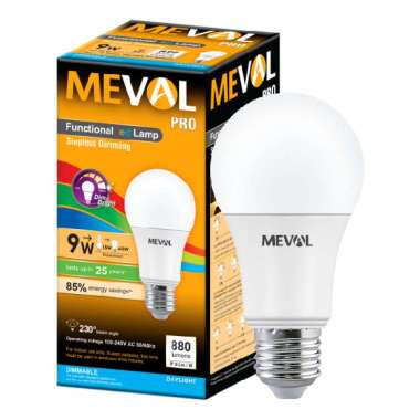 Meval Stepless Dimming PRO LED Bulb Bohlam Lampu [9 watt] Putih