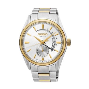 Seiko Presage Power Reserve Automatic Japan Made Jam Tangan Pria [SSA-306J1] Silver Gold