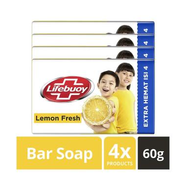 Promo Harga Lifebuoy Bar Soap Lemon Fresh per 4 pcs 60 gr - Blibli