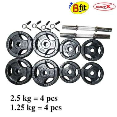 BodyX Adjustable Dumbell Barbel Rubber Edge [20kg] - BLACK