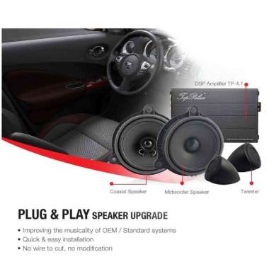 Top Palace Paket Audio Premium Upgrade Mobil Nissan DSP Amplifier Speaker Fullset Hitam Hitam