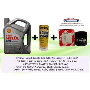 Paket Ganti Oli TOYOTA AVANZA & TOYOTA RUSH - Shell Helix HX8 5W-30 API SN Segel Hologram Original 4