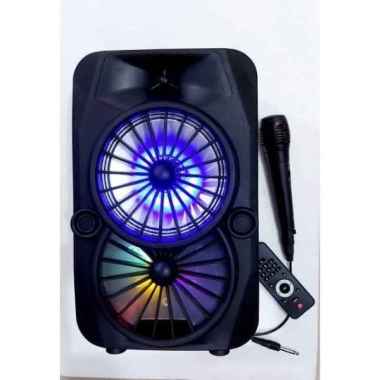 SPEAKER KARAOKE 6" FLECO LX-608 FREE MIC + REMOT PLAY USB/BT/AUX/TF CA HITAM SAJA